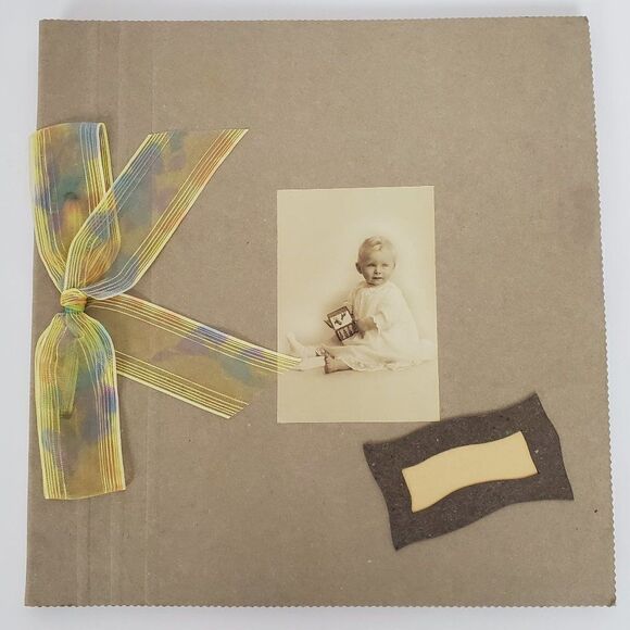 Vintage Handmade in Paris France Recycled Paper Scrapbook Photo Album Ribbon - Picture 1 of 12